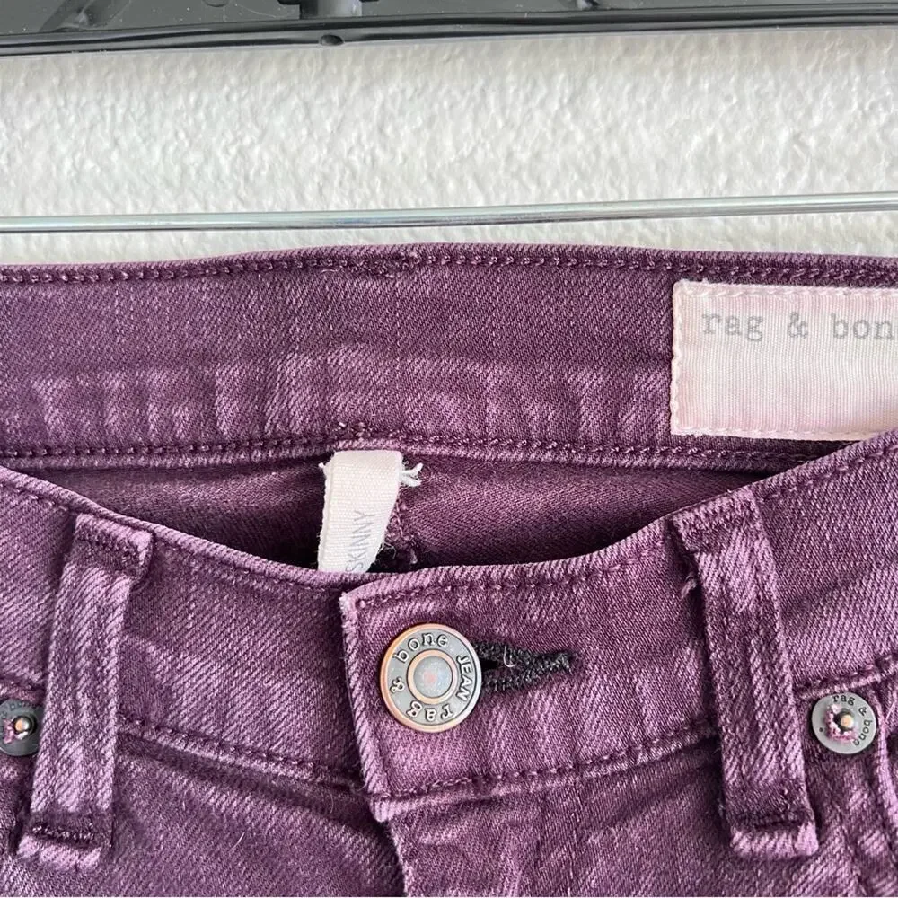 Rag & Bone The Skinny Jean Distressed Wine Zipper Fly Cotton Blend Low‎ Rise